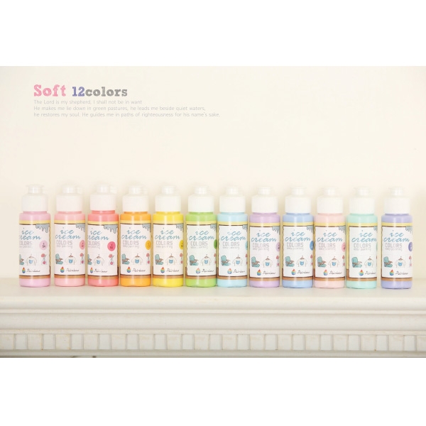 T셀파몰,[만들기] 스텐실물감 레인보우 아이스크림컬러 12색세트(Soft)