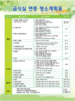 [환경판넬] 급식실 연중 청소 계획표 (옵션선택)