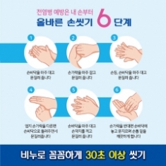 [학급운영] 손씻기6단계스티커(켈지)-001 20X20cm