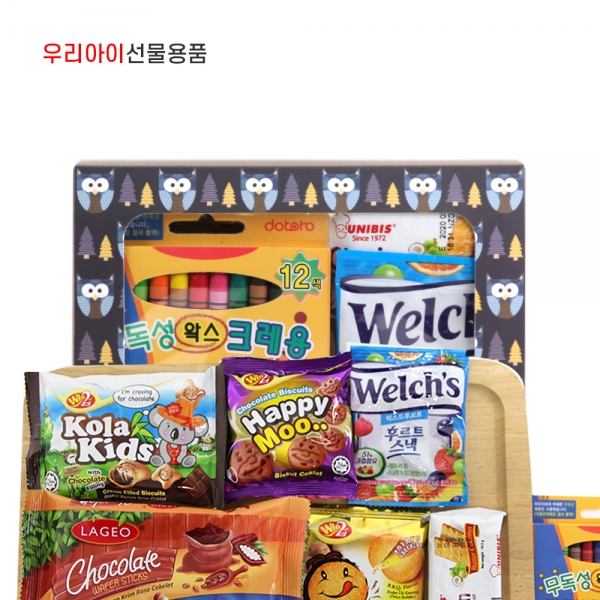 [우리아이선물용품][학생선물] 크레용+간식선물 1호 [C11][무료라벨,선물포장]