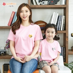 국내산 순면 반짝반짝 포일 아트 골드 티셔츠 반팔 _하트인러브(심플)