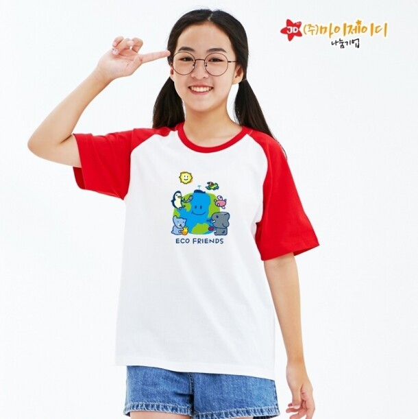 T셀파몰,국산 순면 30수 나그랑 티셔츠 면티 반팔 야구티 _환경유니버스 에코프렌즈(아동성인)