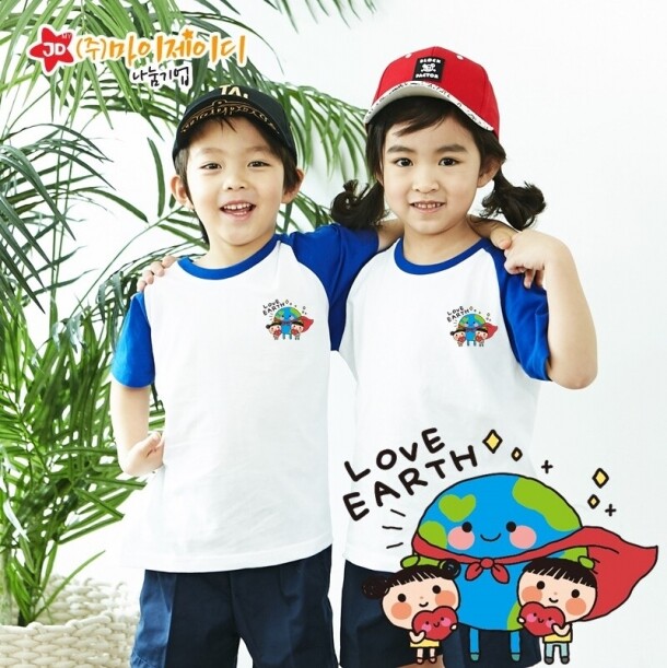 T셀파몰,국산 순면 30수 나그랑 티셔츠 면티 반팔 야구티 _모두함께 지구사랑 (심플)