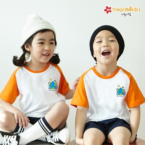 T셀파몰,국산 순면 30수 나그랑 티셔츠 면티 반팔 야구티 _환경유니버스 에코프렌즈 (심플)