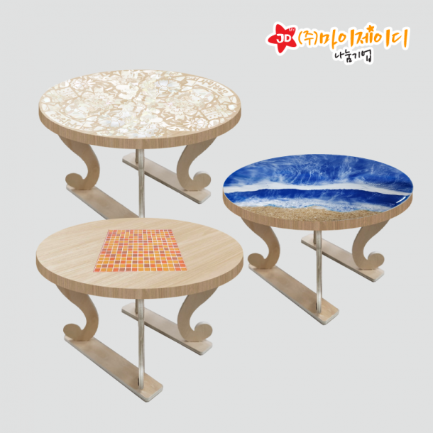 T셀파몰,DIY 만들기 꾸미기 전통명절 설날 추석 명절 다도 다예 소꿉놀이용 원형 우드 교자상 만들기 세트