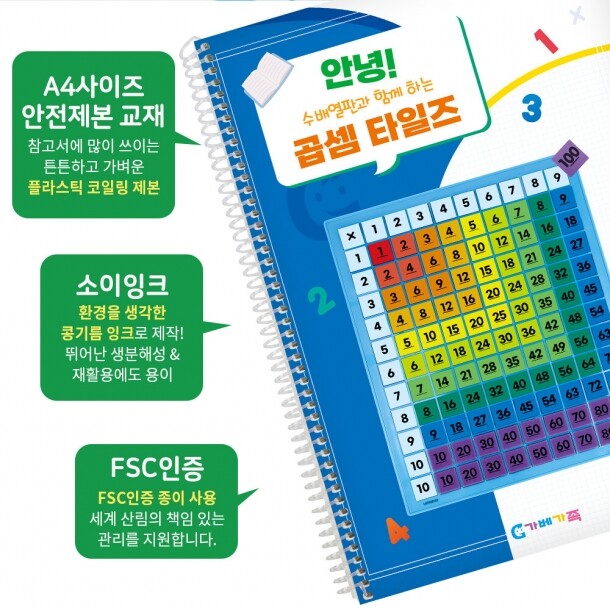 T셀파몰,(가베가족)KS5101 안녕 곱셈 타일즈 교재