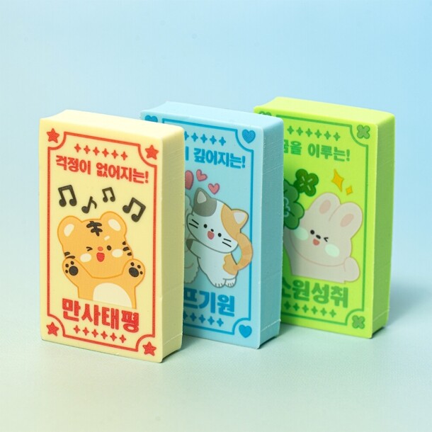 T셀파몰,[민화샵] 친구사랑 행운 가득 부적 지우개 인성 (3종 택1)