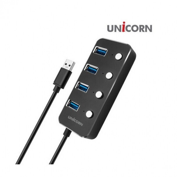 무전원 USB 3.0 4포트허브 TH-4000S 블랙 유니콘