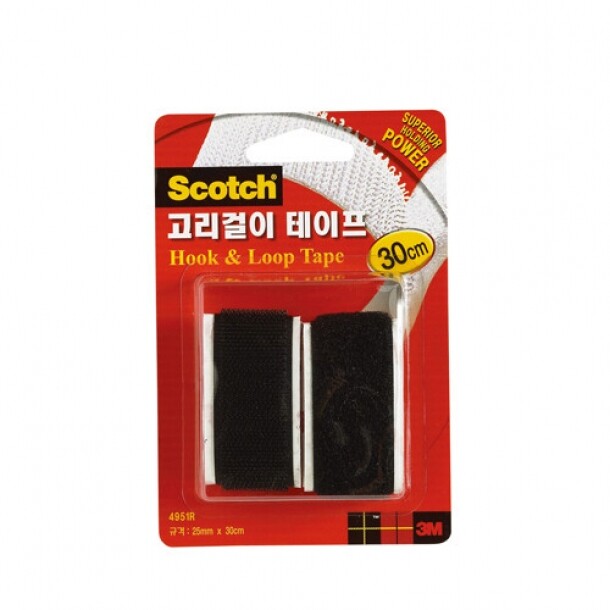 3M 스카치 일반형 탈부착 테이프 2.5x30cm 1쌍 블랙