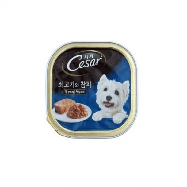 시저 강아지 간식사료 쇠고기와참치 100g