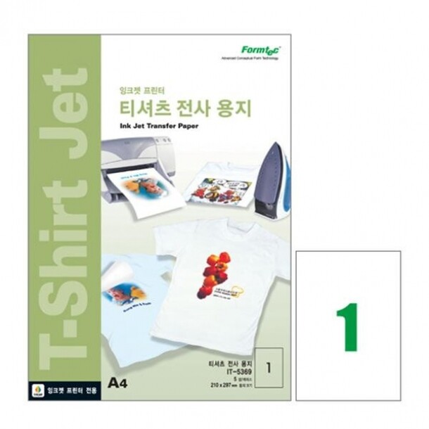 티셔츠 전사용지 흰색용 IT-5369 5매 폼텍