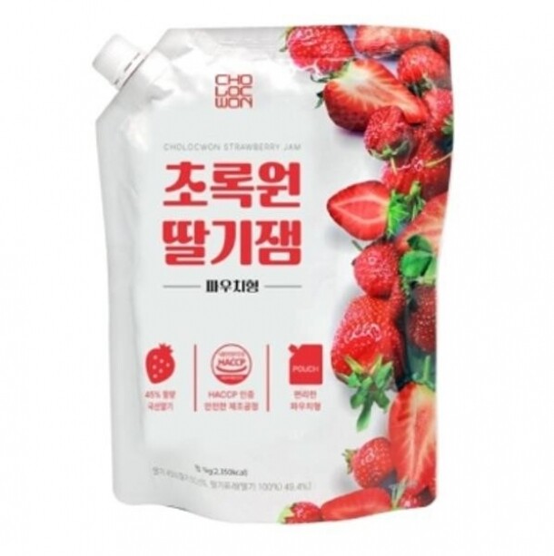 딸기잼 파우치형 1kg 초록원