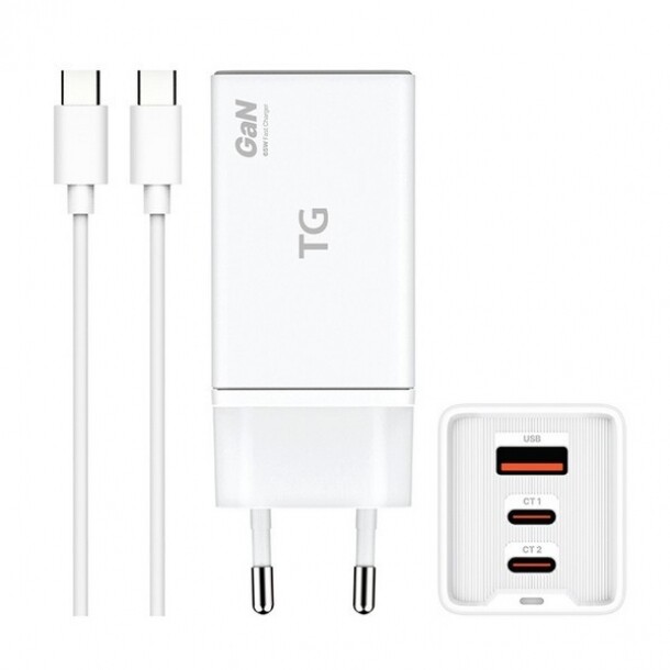 GAN 65W 3포트 초고속 충전기 TG-HS651D 케이블 포함 TG