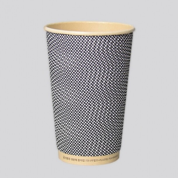 3중 단열종이컵 PLA웨이브 그레이 16oz 25개