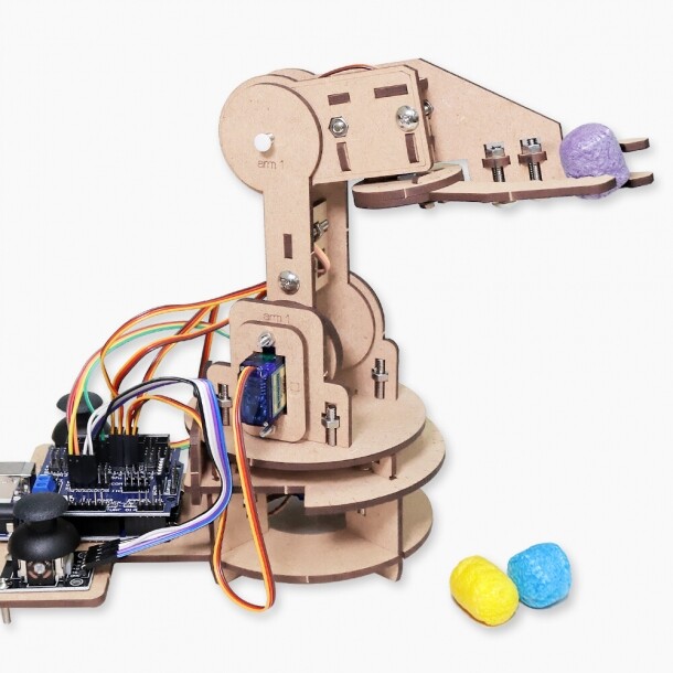 T셀파몰,인공지능(AI) 로봇팔 만들기 키트(아두이노 UNO 호환보드, 센서, 메뉴얼 포함)